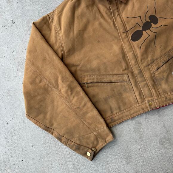 Vintage Y2K Carhartt brown cropped Detroit style work wear jacket - Picture 2 of 9